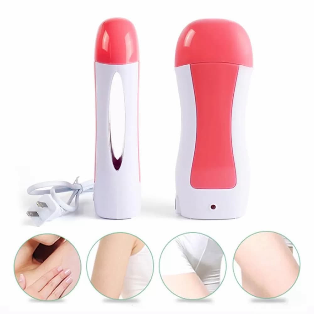 3 in 1 Depilatory Wax Roll On Heater With Epilator Machine with Wax Refill and Strips for Women