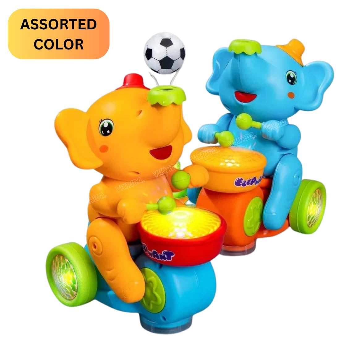 Cute Elephant Musician Toy with Levitation Ball on Nose Along with Dazzling Light Drum Sound Music