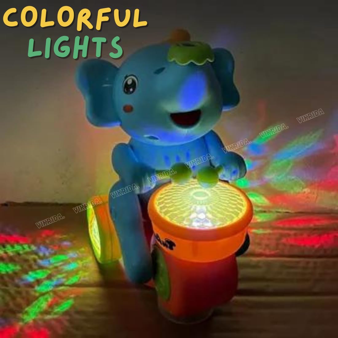 Cute Elephant Musician Toy with Levitation Ball on Nose Along with Dazzling Light Drum Sound Music