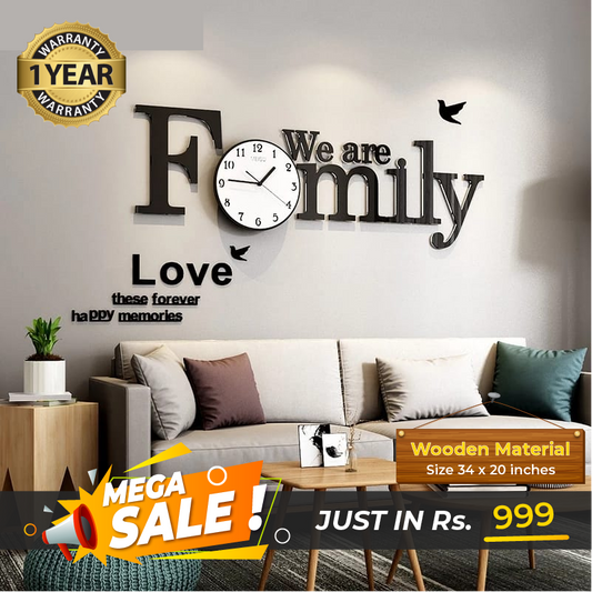 We are Family Clock with White Dial