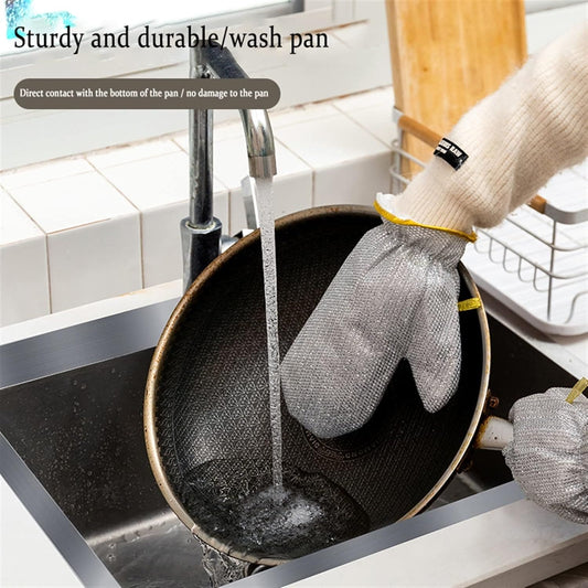 Steel Wire Dishwashing Glove, Multipurpose Anti Swiss Cleaning Rag Waterproof