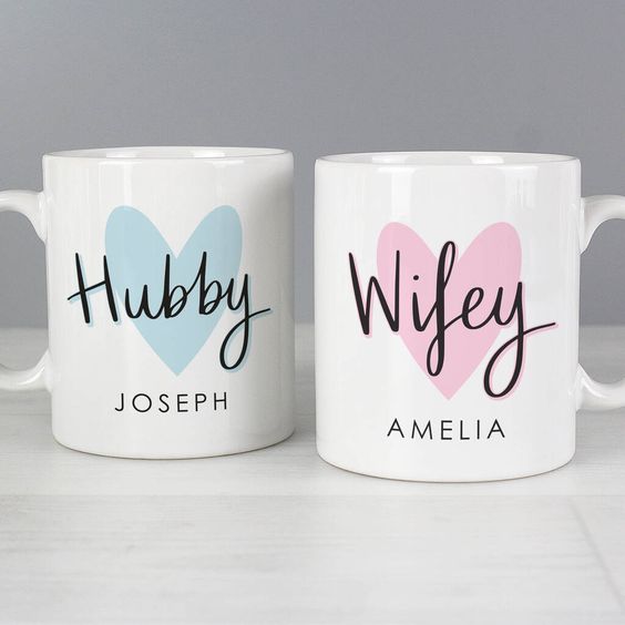 customized cups ,Hubby Wifey Mugs with Names